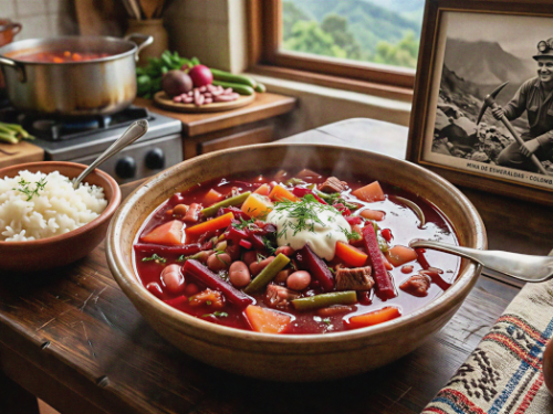 Recipe Collection 2 Bowl of borscht with rice