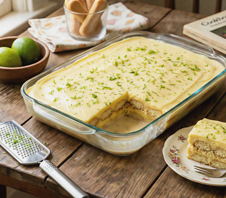 Lemon dessert on wooden table