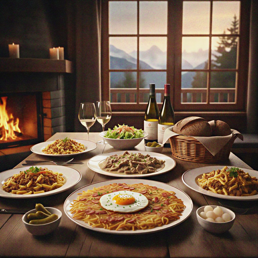 Swiss cooking Cozy dining with Swiss cuisine spread
